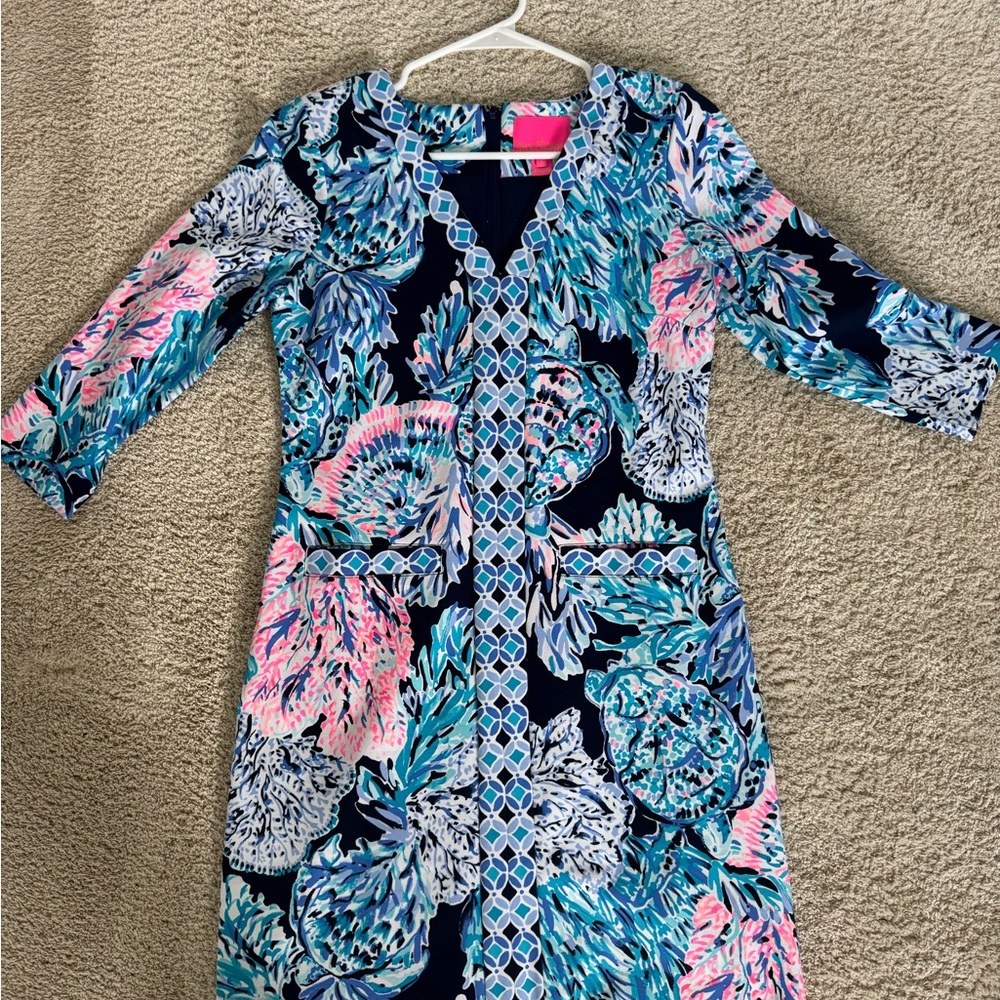 Lilly Pulitzer Blue and Pink Geometric Dress
